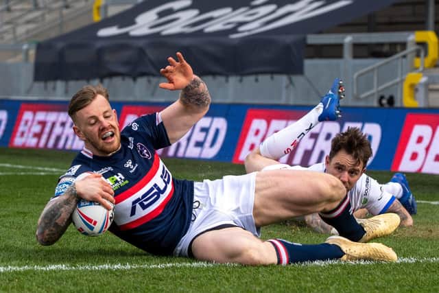 Wakefield’s 25-year-old winger Tom Johnstone has had two knee construction and suffered another knee injury in Trinity’s win over Wigan last week. Picture: Bruce Rollinson.