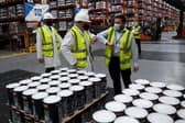 Prime Minister Boris Johnson pictured during his visit to PPG Architectural Coatings, Huddersfield Road, Birstall, West Yorkshire....Picture by Simon Hulme/Yorkshire Post..28th June 2021..