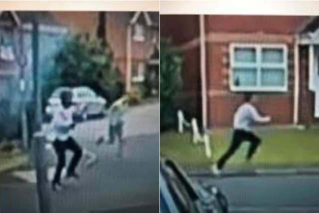CCTV images of drive and passengers fleeing the scene after crashing into house in Morley. Photo: West Yorkshire Police.
