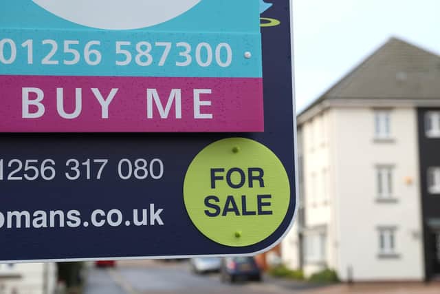 Library image of an estate agent's board outside a house for sale