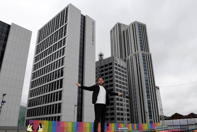 Arron Fishwick at the Multistories event, Level 8 Citi Park, Merrion Centre. (photo: Gerard Binks)
