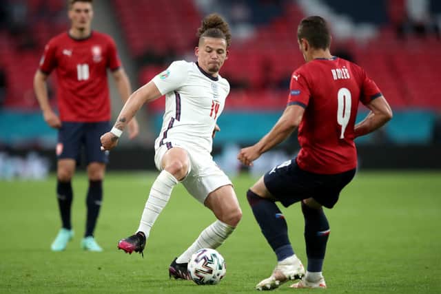 England's Kalvin Phillips (left) and Czech Republic's Tomas Holes battle for the ball during the UEFA Euro 2020 Group D match at Wembley Stadium last Tuesday (Picture: Nick Potts/PA Wire)