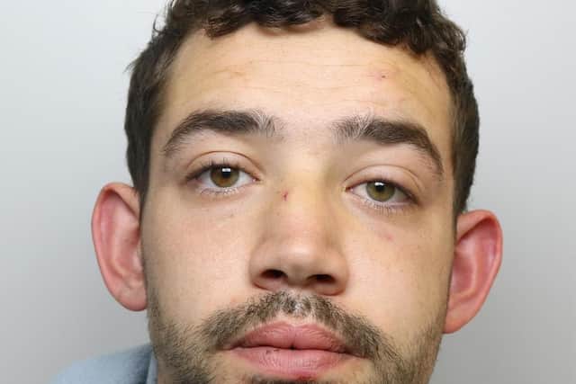 Cameron Cawley was jailed for 18 months for attacking his partner and spitting at a West Yorkshire Police officer.