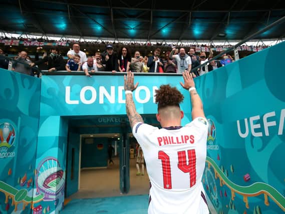 Leeds United midfielder Kalvin Phillips at Wembley after England's win over Germany. Pic: Getty