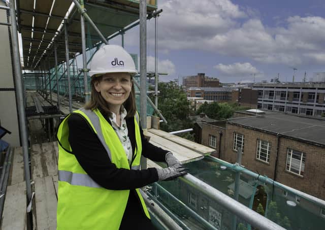 Sue Sparling, director at DLA Architecture, at Oak House, on Park Lane, Leeds.  The development is a six-storey student scheme in the form of townhouses. Picture: Giles Rocholl Photography.