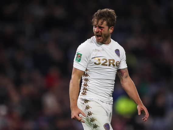 Gaetano Berardi with a bloody face during the Carabao Cup third round clash against Burnley at Turf Moor in September 2017. PIC: Getty