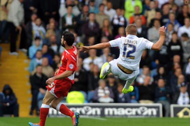 Gaetano Berardi was sent off for a "mid-air sliding tackle" on his debut against Accrington Stanley in August 2014.