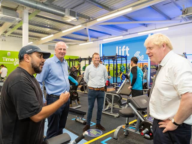 Library image of  Prime Minister Boris Johnson taking a tour of a branch of The Gym Group in his South Ruislip constituency.