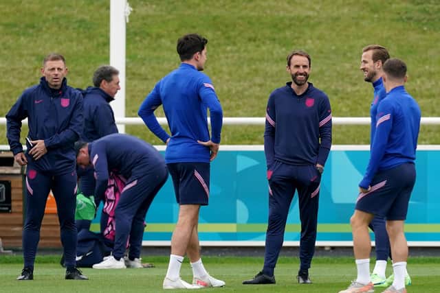 STRONG LINE: England manager Gareth Southgate insists he will pick his best side to face Ukraine, regardless of who is already on a yellow card. Picture: Martin Rickett/PA