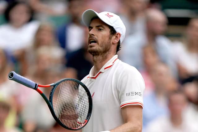 Hard to take: Andy Murray reacts during his third round defeat against Denis Shapovalov on day five of Wimbledon. Picture: Adam Davy/PA Wire.