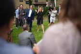 CLECKHEATON, ENGLAND - JULY 02: Kim Leadbeater celebrates her victory in the Batley And Spen By-election with Labour leader Sir Keir Starmer, on July 2, 2021 in Cleckheaton, United Kingdom. Kim Leadbeater won the seat of Batley and Spen for Labour with a slim majority of just 323 votes. She took 13,296 votes while the Conservative candidate Ryan Stephenson came second with 12,973 and former Labour and Respect MP George Galloway came third with 8,264. (Photo by Christopher Furlong/Getty Images)