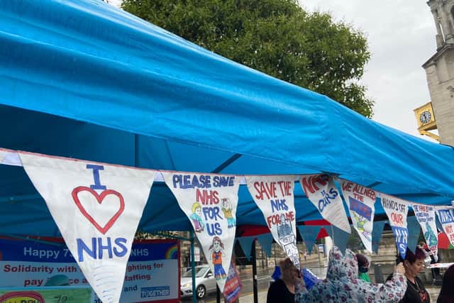Protesters were calling for a pay rise and an end to privatisation of the NHS.