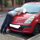 The man fell asleep on the car bonnet (photo: Nicola Boycott).