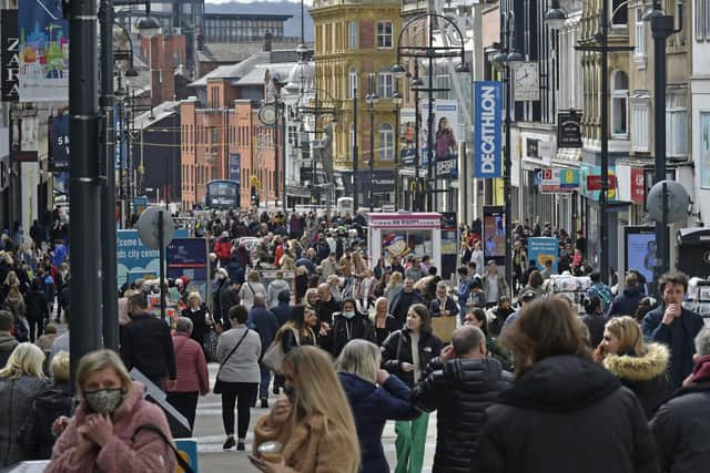 Shoppers in Leeds on May bank holiday. Picture: Steve Riding