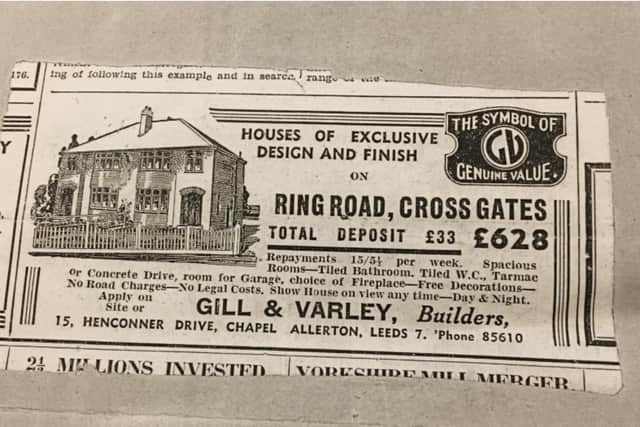 Julie Whitaker said the unbelievably preserved advert for her home on the Ring Road, Cross Gates, has been passed down from generation to generation for the past 84 years.