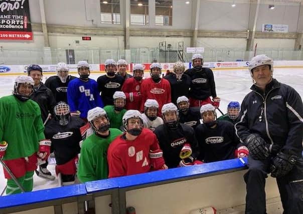FUTURE PLANS: Dave Whistle, far right, pictured with youngsters at the Okanagan Hockey Academy in Penticton, British Columbia. Picture courtesy of OHA.
