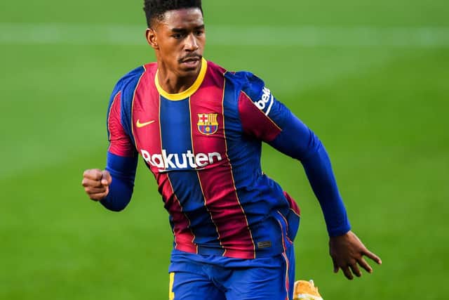 MESSAGE: To new Leeds United left back Junior Firpo, above, from his former club Barcelona. Photo by David Ramos/Getty Images.