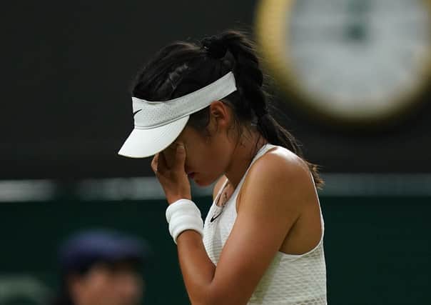 Emma Raducanu appears dejected in the match against Ajla Tomljanovic. Picture: Adam Davy/PA