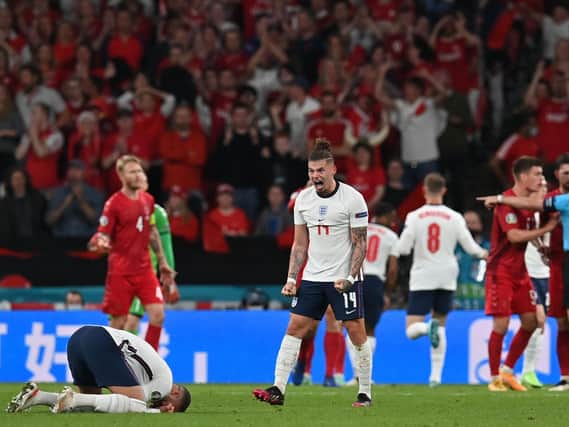 HISTORY BOY - Leeds United's Kalvin Phillips has reached the Euro 2020 final against Italy after helping England to a 2-1 win over Denmark at Wembley. Pic: Getty