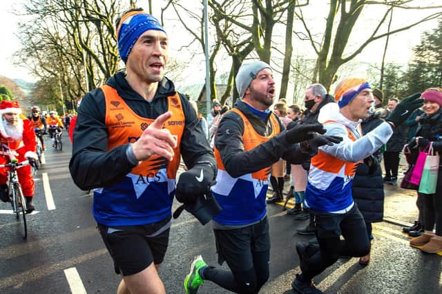 Kevin Sinfield during his first 7 in 7 challenge to raise money for the Motor Neurone Disease Association last year.