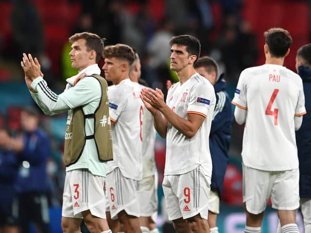 PAINFUL EXIT - Leeds United defender Diego Llorente, left, believes Spain's Euro 2020 experience will make them better. Pic: Getty
