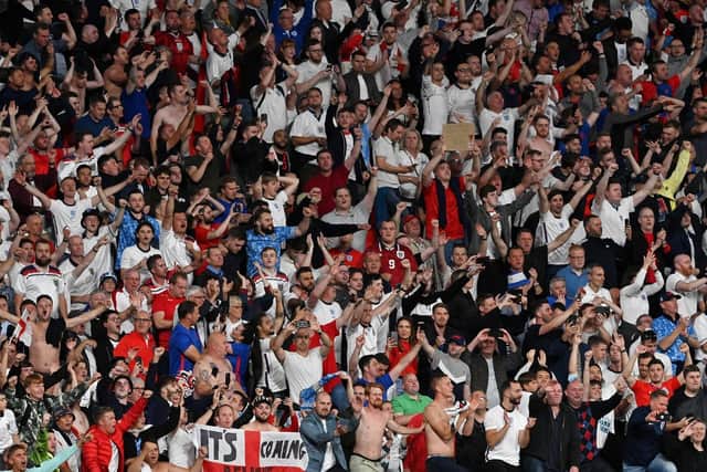 PARTY TIME: For England's fans at Wembley after Wednesday night's victory against Denmark in the Euro 2020 semi-final in which Leeds United's Kalvin Phillips excelled. Photo by Justin Tallis - Pool/Getty Images.