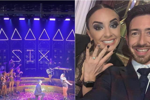 Andy McGuire popped the question to girlfriend Natalie Pilkington on stage at Leeds Grand Theatre.