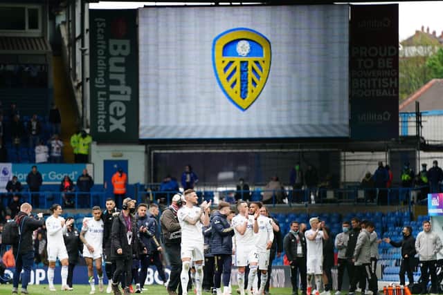 Leeds United salute the crowd at Elland Road. Pic: Getty