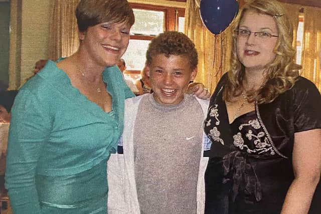 Kalvin Phillips aged about 10yrs, with year six teacher Karen Loney (L) and year 5 teacher Carol Newton (R) at Whingate Primary School (photo: SWNS)