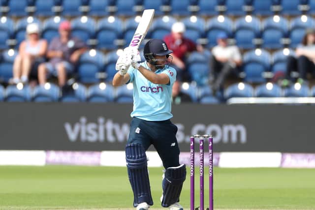 LEADING MAN: Dawid Malan drives through the covers on his way to helping England defeat Pakistan comfortable at Sophia Gardens on Thursday night. Picture: Bradley Collyer/PA