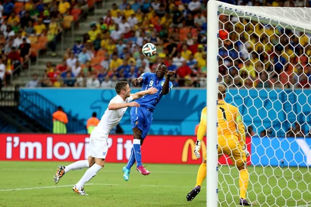 TELLING BLOW: Italy's Mario Balotelli scores his side's second goal against England at the Arena da Amazonia, Manaus, Brazil. Picture: Nick Potts/PA