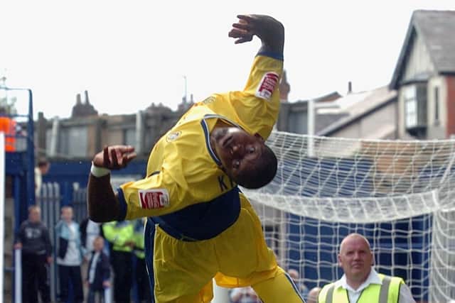 Tresor Kandol celebrates his winning goal against Tranmere Rovers in August 2007. PIC: Tony Johnson