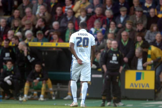 Tresor Kandol walks off after receiving a red card just 20 seconds after entering the game as a late substitute against Norwich City at Carrow Road in March 2010. PIC: Tony Johnson