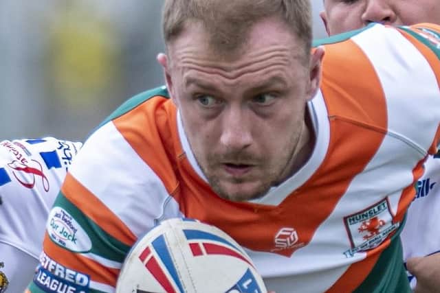 Matt Chrimes was among the try scorers in Hunslet's second-half fightback against League One rivals North Wales Crusaders. Picture: Tony Johnson/JPIMedia.