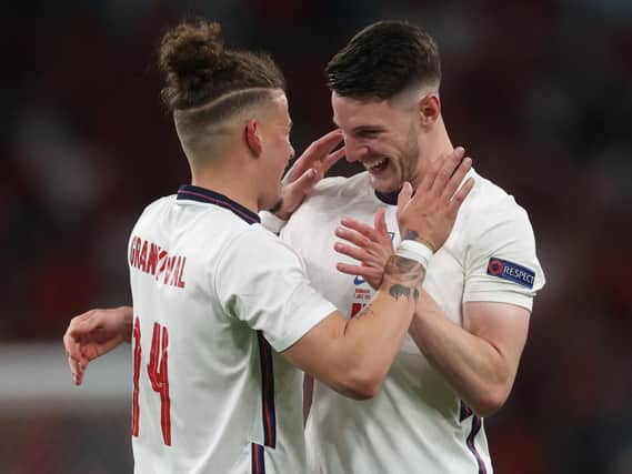 England midfield pair Kalvin Phillips and Declan Rice. Pic: Getty