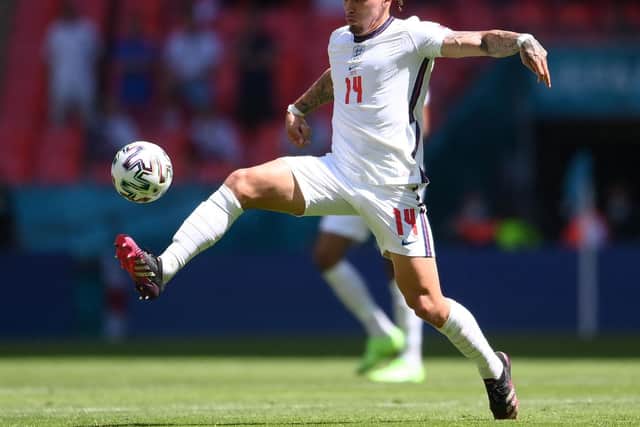 KEY PLAYER: Leeds United's England international midfielder Kalvin Phillips. Photo by LAURENCE GRIFFITHS/POOL/AFP via Getty Images.