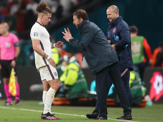 AMAZING TOURNAMENT - Gareth Southgate has heaped praise on Leeds United's Kalvin Phillips ever since his England debut last September. Pic: Getty