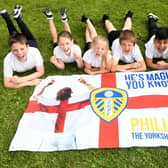 Pupils at Whingate Primary School cheer on former pupil Kalvin Phillips.