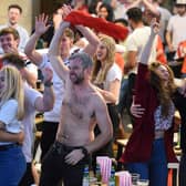 Celebrations at Left Bank Leeds as England score first.
Picture Guzelian.