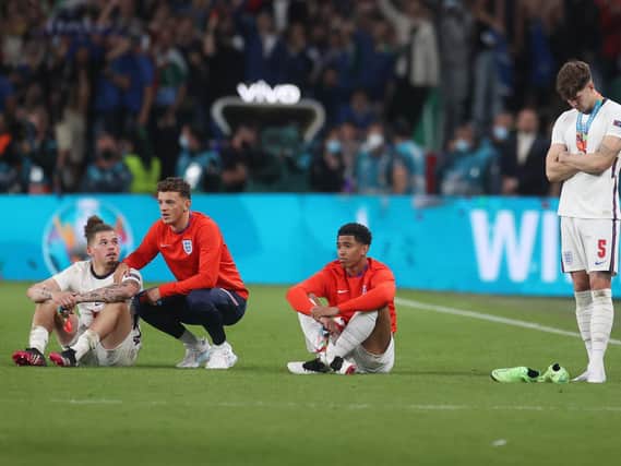 England players react at Wembley following the full-time whistle. Pic: Getty