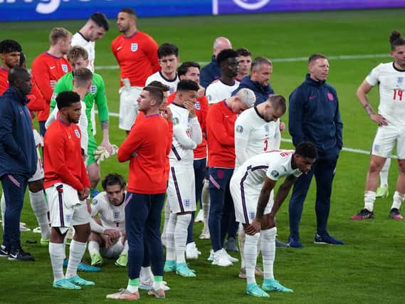 The England squad following the match.