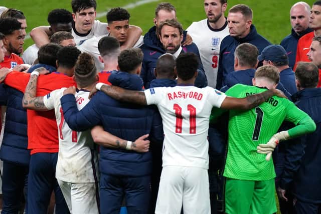 The England team pictured during the Euro 2020 final against Italy. Picture: PA