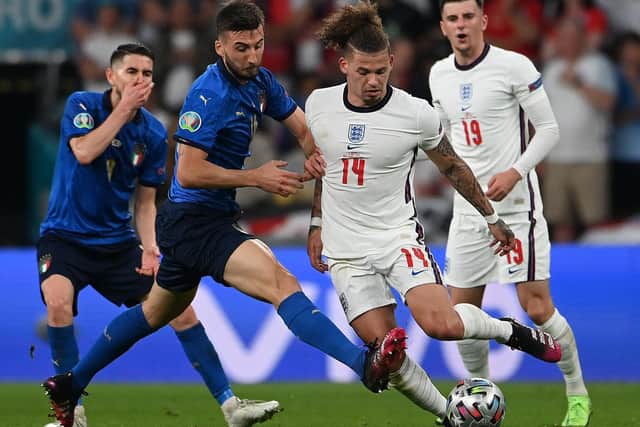 Leeds United's Kalvin Phillips in action for England against Italy. Pic: Getty