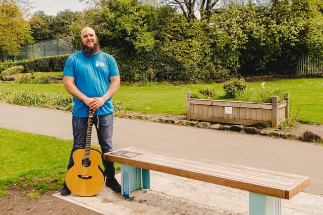 Ben Buddy Slack with his bench in Meanwood Park.