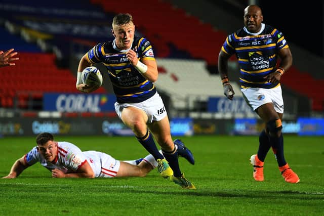 Harry Newman is included in Leeds Rhinos' squad to face Catalans Dragons for the first time since breaking a leg last September. Picture: Jonathan Gawthorpe/JPIMedia.