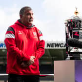 England coach Shaun Wane with the World Cup. Picture by SWpix.com.