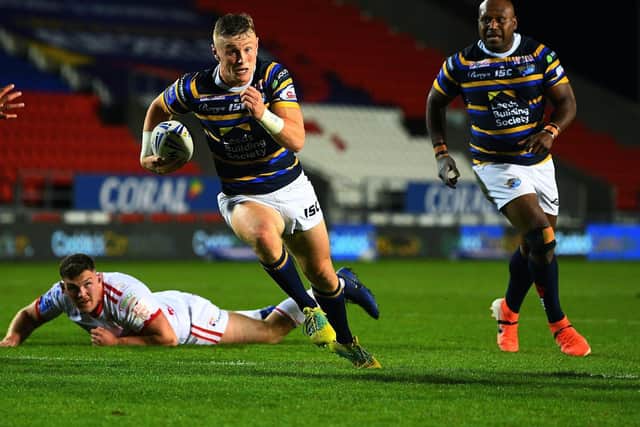 Harry Newman in action for Rhinos last season. Picture by Jonathan Gawthorpe.