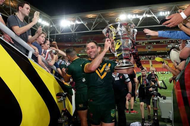 RL World Cup holders Australia are yet to sign up to this year's confirmed event but tournament chief exec' Jon Dutton is confident of their involvement. Picture: Matt King/Getty Images.