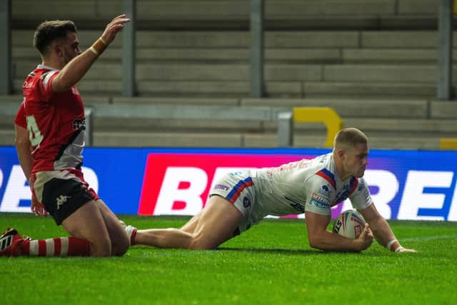 Ryan Hampshire scored for Trinity against Salford last season but is suspended for this week's clash. Picture by Bruce Rollinson.