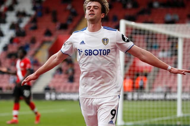 THRIVING: Leeds United striker Patrick Bamford celebrates netting his 16th goal of the 2020-21 Premier League season in May's 2-0 victory at Southampton. Photo by Frank Augstein - Pool/Getty Images.